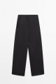 Paça Detaylı %100 Yün Straight Fit Pantolon Paça Detaylı %100 Yün Straight Fit Pantolon