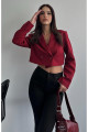 Tek Düğmeli Crop Ceket BORDO Tek Düğmeli Crop Ceket BORDO