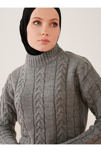 Triko Ikili Takım - Füme - Triko Ikili Takım - Füme -