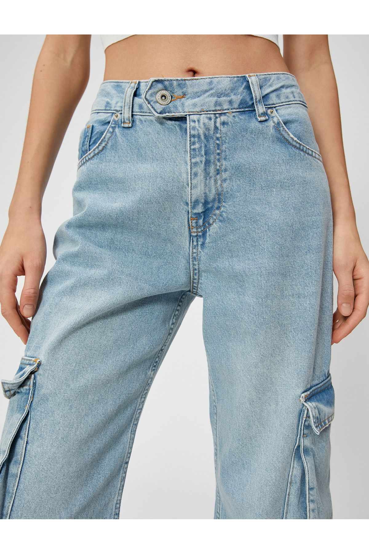 Kargo Kot Pantolon Straight Jean Cep Detaylı Düz Paça - Nora Jean Kargo Kot Pantolon Straight Jean Cep Detaylı Düz Paça - Nora Jean
