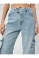 Kargo Kot Pantolon Straight Jean Cep Detaylı Düz Paça - Nora Jean Kargo Kot Pantolon Straight Jean Cep Detaylı Düz Paça - Nora Jean