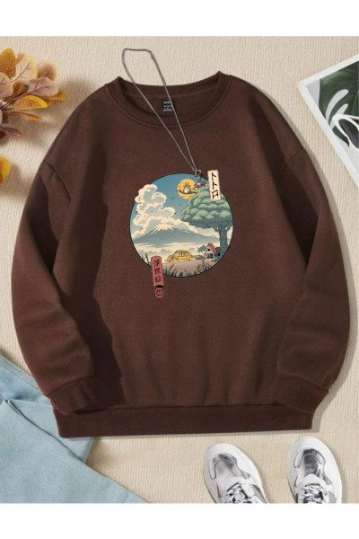 Unisex Totoro Anime Baskılı Oversize Sweatshirt Unisex Totoro Anime Baskılı Oversize Sweatshirt