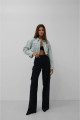 Kadın Pile Detaylı Crop Denim Ceket Kadın Pile Detaylı Crop Denim Ceket