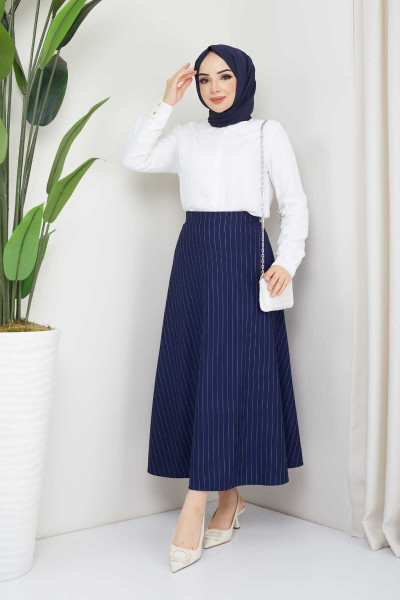 Puf Scuba CİZGİLİ  DESEN Etek Puf Scuba CİZGİLİ  DESEN Etek