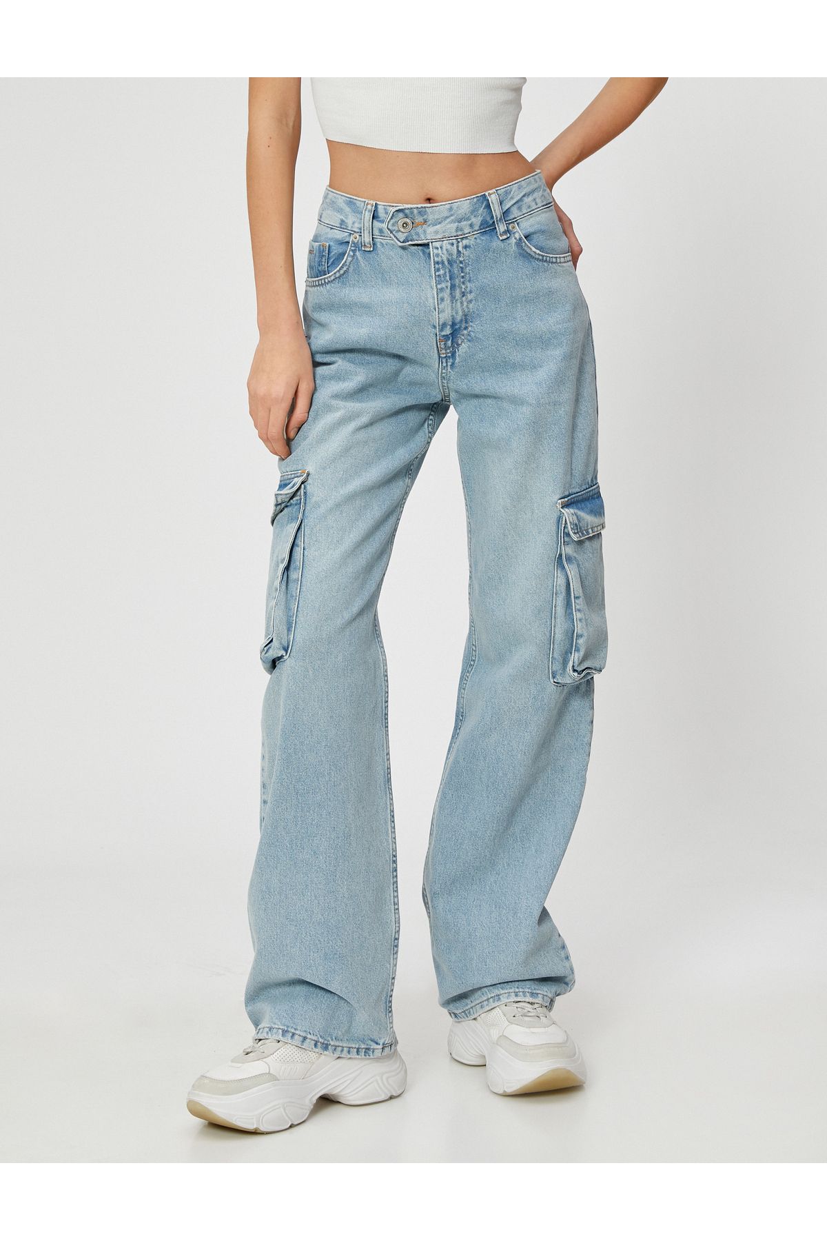 Kargo Kot Pantolon Straight Jean Cep Detaylı Düz Paça - Nora Jean Kargo Kot Pantolon Straight Jean Cep Detaylı Düz Paça - Nora Jean
