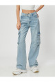 Kargo Kot Pantolon Straight Jean Cep Detaylı Düz Paça - Nora Jean Kargo Kot Pantolon Straight Jean Cep Detaylı Düz Paça - Nora Jean