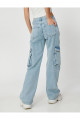Kargo Kot Pantolon Straight Jean Cep Detaylı Düz Paça - Nora Jean Kargo Kot Pantolon Straight Jean Cep Detaylı Düz Paça - Nora Jean
