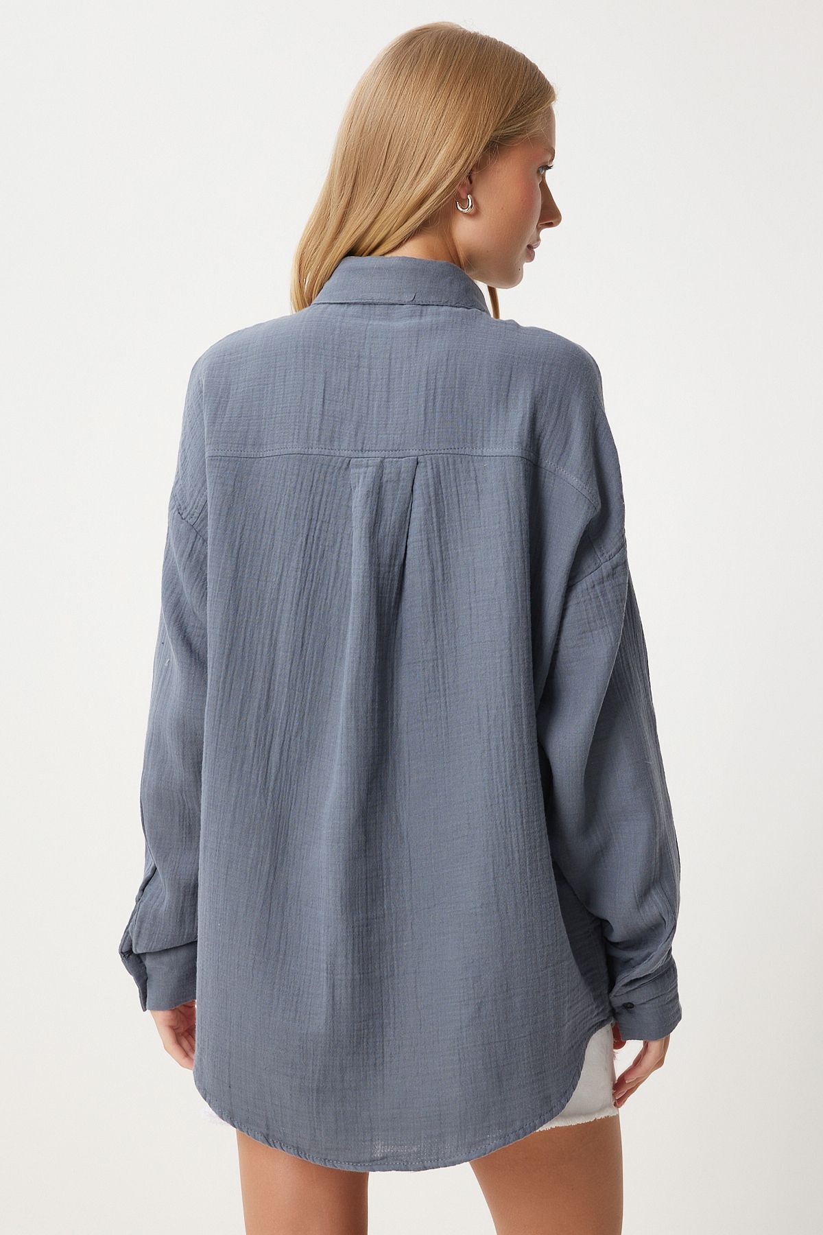 Oversize Basic Müslin Gömlek ANTRASİT LMX0002 Oversize Basic Müslin Gömlek ANTRASİT LMX0002
