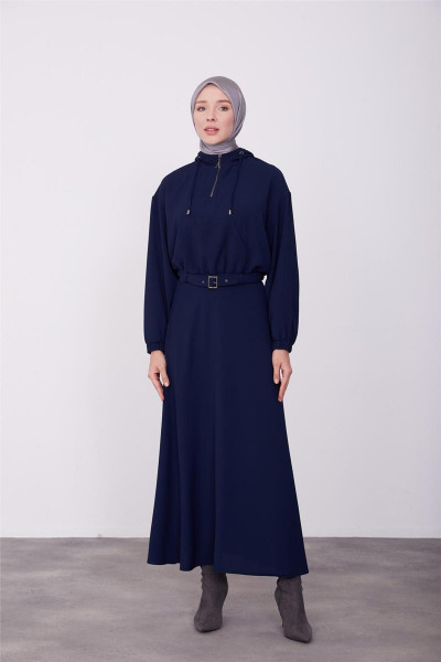 Seyyar Kuşaklı Etekli Rahat Takım 23k6716 Lacivert Seyyar Kuşaklı Etekli Rahat Takım 23k6716 Lacivert