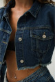 Kadın Pile Detaylı Crop Denim Ceket Kadın Pile Detaylı Crop Denim Ceket