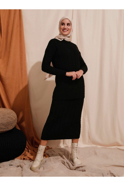 Triko Ikili Takım - Siyah - Triko Ikili Takım - Siyah -