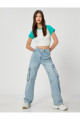 Kargo Kot Pantolon Straight Jean Cep Detaylı Düz Paça - Nora Jean Kargo Kot Pantolon Straight Jean Cep Detaylı Düz Paça - Nora Jean