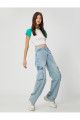 Kargo Kot Pantolon Straight Jean Cep Detaylı Düz Paça - Nora Jean Kargo Kot Pantolon Straight Jean Cep Detaylı Düz Paça - Nora Jean