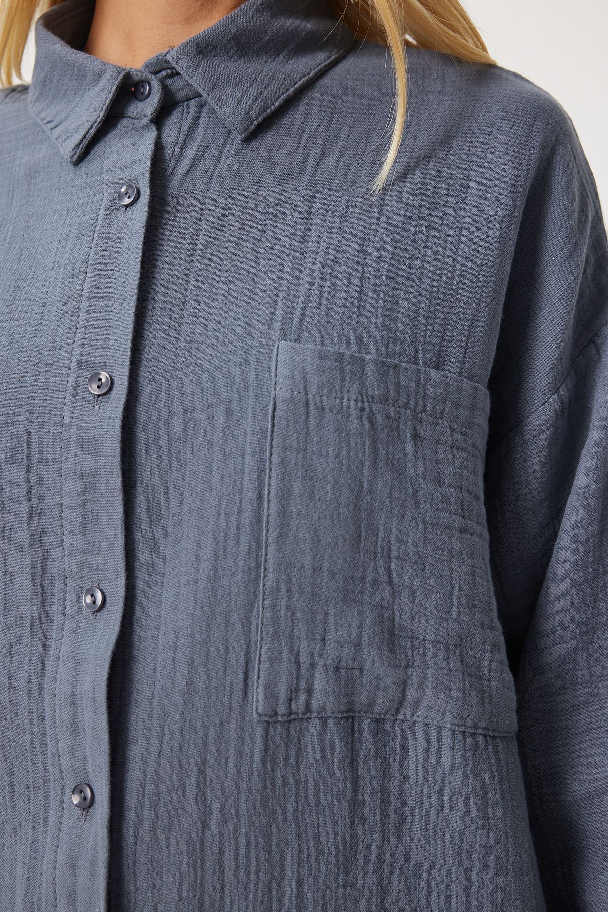 Oversize Basic Müslin Gömlek ANTRASİT LMX0002 Oversize Basic Müslin Gömlek ANTRASİT LMX0002