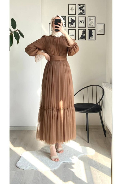 Tül Tesettür Elbise