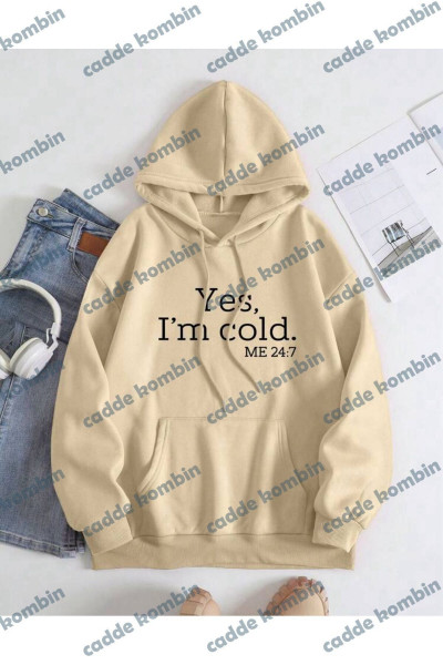 Unisex Yes Iam Cold Baskılı Oversize Üc İp Unisex Yes Iam Cold Baskılı Oversize Üc İp