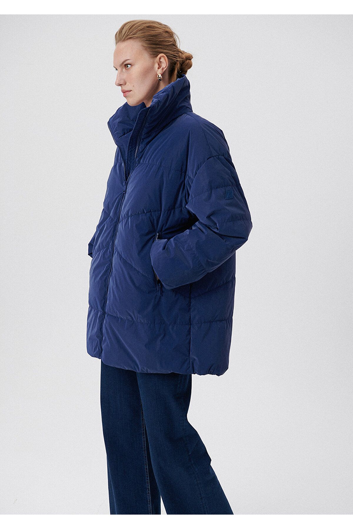 Premium Lacivert Şişme Mont Loose Fit / Bol Rahat Kesim 1110213-70491