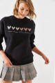 Kadın Üç İplik Şardonlu Renkli Kalp Baskılı Sweatshirt MBHS007 60601007 Kadın Üç İplik Şardonlu Renkli Kalp Baskılı Sweatshirt MBHS007 60601007