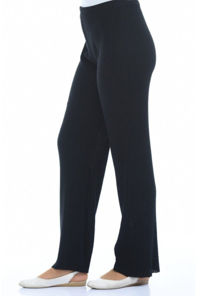Kadın Siyah Rahat Fitilli Pantolon Kadın Siyah Rahat Fitilli Pantolon