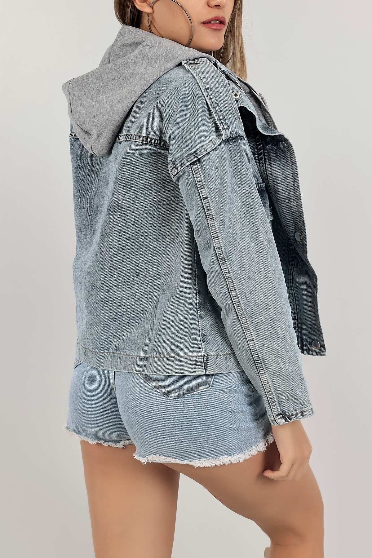 Kapüşonlu Kar Yıkamalı Kot Mont Kapüşonlu Kar Yıkamalı Kot Mont