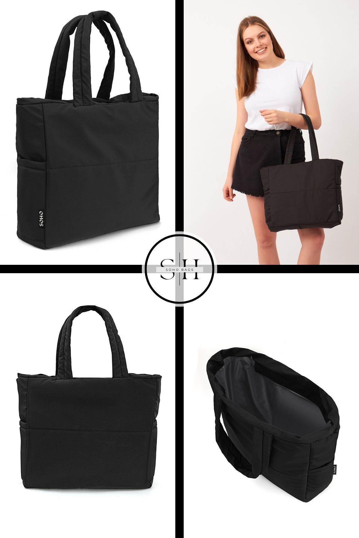 Orijinal Geniş Hacimli Su Geçirmez Puf Şişme Shopper Günlük Okul Spor İş İçin Omuz Ve Kol Çantası Orijinal Geniş Hacimli Su Geçirmez Puf Şişme Shopper Günlük Okul Spor İş İçin Omuz Ve Kol Çantası