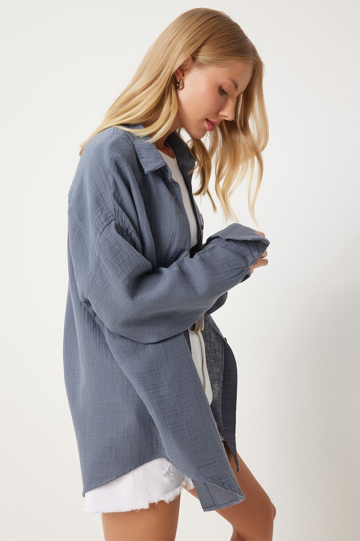 Oversize Basic Müslin Gömlek ANTRASİT LMX0002 Oversize Basic Müslin Gömlek ANTRASİT LMX0002