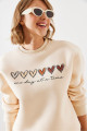Kadın Üç İplik Şardonlu Renkli Kalp Baskılı Sweatshirt MBHS007 60601007 Kadın Üç İplik Şardonlu Renkli Kalp Baskılı Sweatshirt MBHS007 60601007