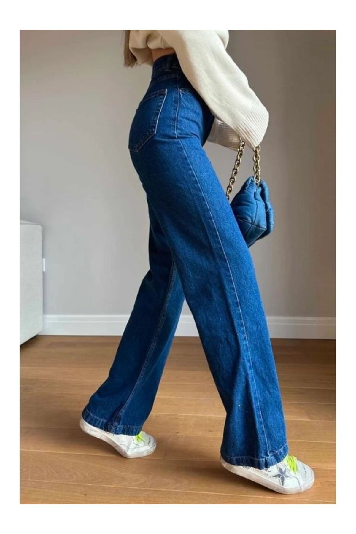 Vanes Gold Ikon 90's Koyu Mavi Likralı Süper Extra Yüksek Bel Palazzo Salaş Jean Pantolon Vanes Gold Ikon 90's Koyu Mavi Likralı Süper Extra Yüksek Bel Palazzo Salaş Jean Pantolon