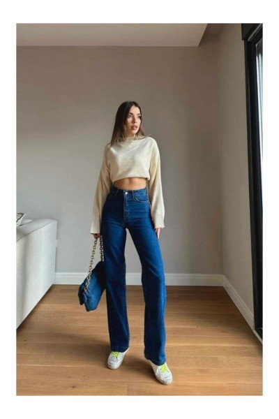 Vanes Gold Ikon 90's Koyu Mavi Likralı Süper Extra Yüksek Bel Palazzo Salaş Jean Pantolon Vanes Gold Ikon 90's Koyu Mavi Likralı Süper Extra Yüksek Bel Palazzo Salaş Jean Pantolon