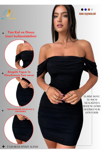 Siyah Degaje Kollu Drapeli Mini Elbise Nişan Düğün Nikah Özel Gün Elbise Siyah Degaje Kollu Drapeli Mini Elbise Nişan Düğün Nikah Özel Gün Elbise