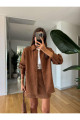 Süet Oversize Gömlek-Taba Süet Oversize Gömlek-Taba