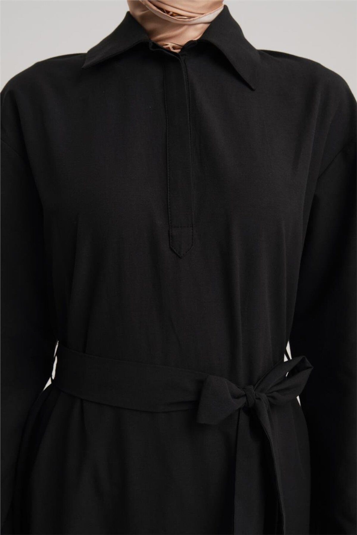 Polo Yaka Basic Pamuk Elbise 24y9822 Siyah Polo Yaka Basic Pamuk Elbise 24y9822 Siyah