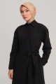 Polo Yaka Basic Pamuk Elbise 24y9822 Siyah Polo Yaka Basic Pamuk Elbise 24y9822 Siyah