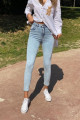 Leon Mavi Kar Yıkama Yüksel Bel Dar Paça Skinny Likralı Kot Pantalon Leon Mavi Kar Yıkama Yüksel Bel Dar Paça Skinny Likralı Kot Pantalon