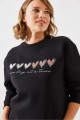 Kadın Üç İplik Şardonlu Renkli Kalp Baskılı Sweatshirt MBHS007 60601007 Kadın Üç İplik Şardonlu Renkli Kalp Baskılı Sweatshirt MBHS007 60601007