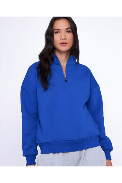 mavi dik yaka yarım fermwarlı sweatshirt mavi dik yaka yarım fermwarlı sweatshirt