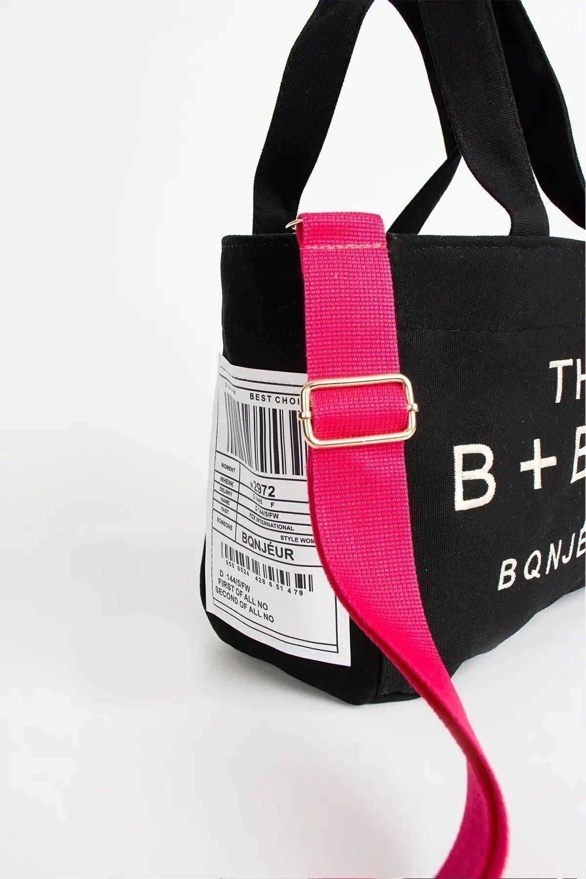 The B Bag Uzun Pembe Askılı Kanvas Kumaş Omuz Çantası Tote Bag The B Bag Uzun Pembe Askılı Kanvas Kumaş Omuz Çantası Tote Bag