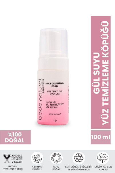 Gül Suyu Yüz Temizleme Köpüğü %100 Doğal ve Vegan 100 ml Gül Suyu Yüz Temizleme Köpüğü %100 Doğal ve Vegan 100 ml