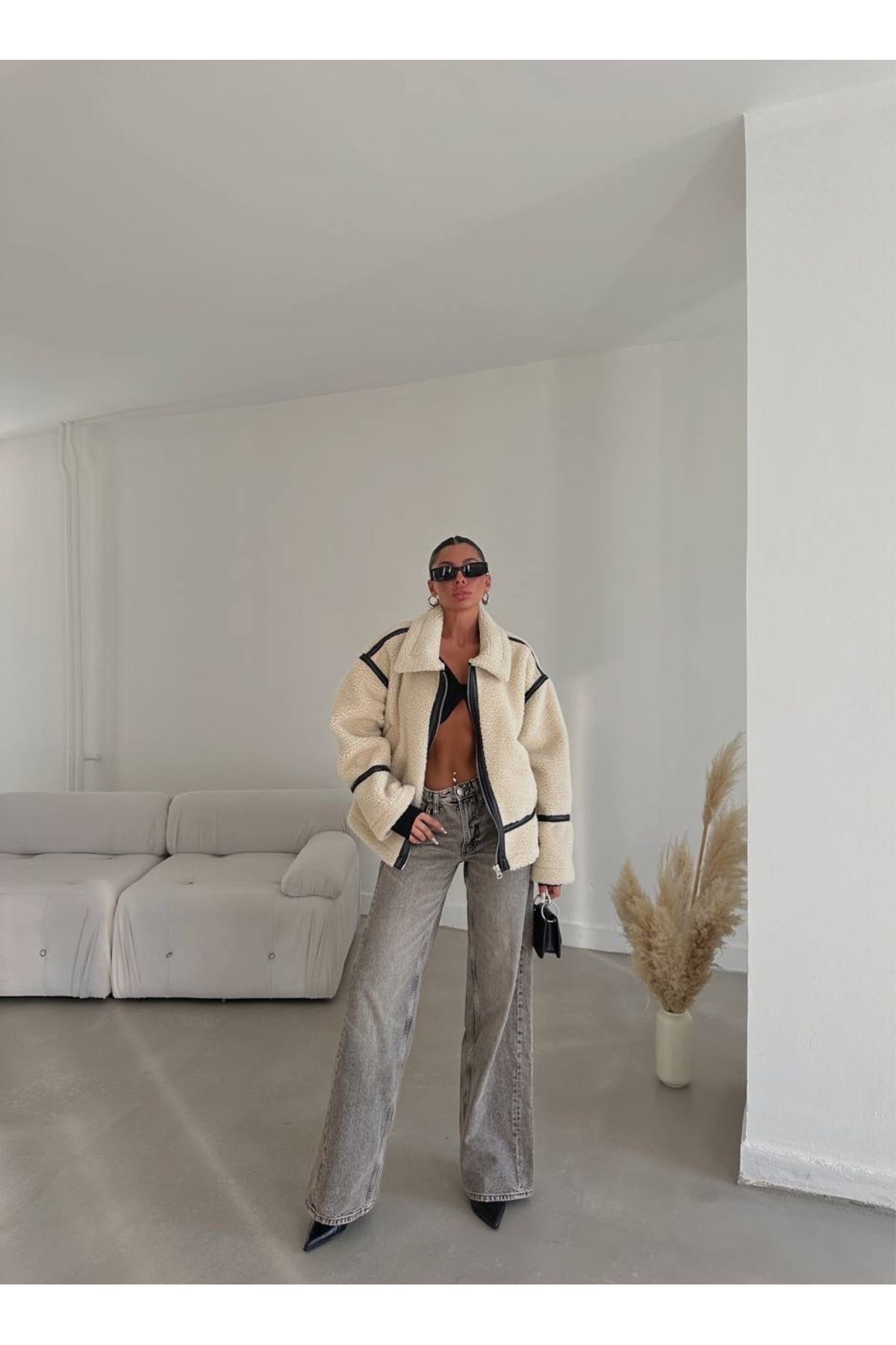 Kadın Suni Kürklü Biker Astarlı Ceket Kadın Suni Kürklü Biker Astarlı Ceket