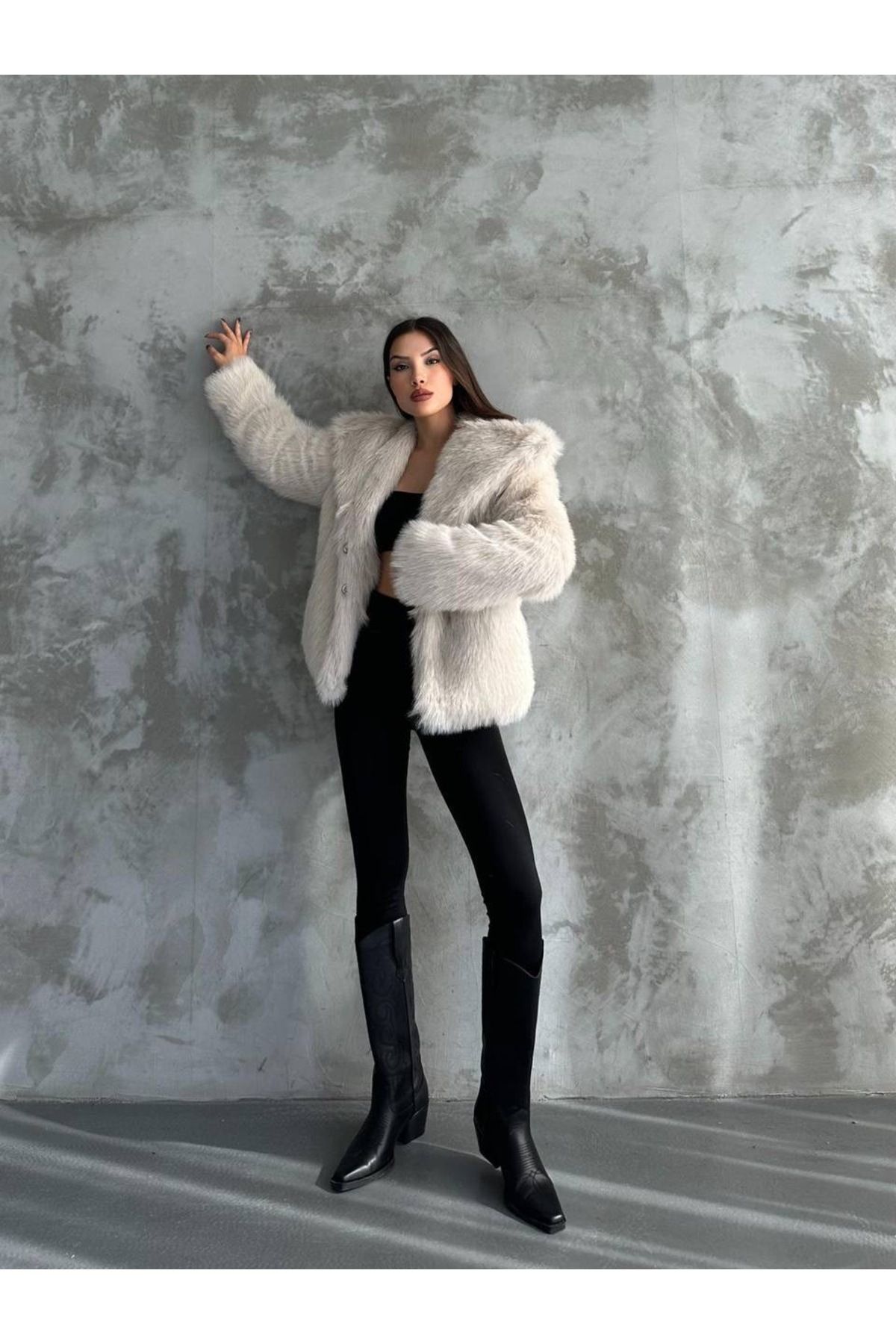 Kadın Siyah Premium Peluş Kışlık Suni Premium Kürk Mont Kadın Siyah Premium Peluş Kışlık Suni Premium Kürk Mont