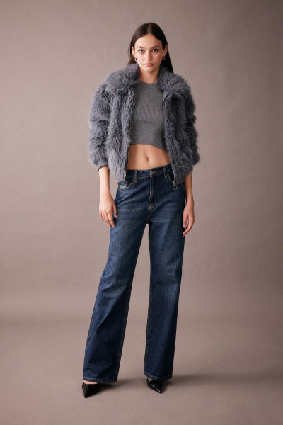 Regular Fit Pelüş Suni Kürk Regular Fit Pelüş Suni Kürk