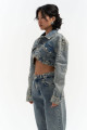 Mai Collection Cali Çapraz Detay Kirli Yeşil Crop Jean Ceket Mai Collection Cali Çapraz Detay Kirli Yeşil Crop Jean Ceket