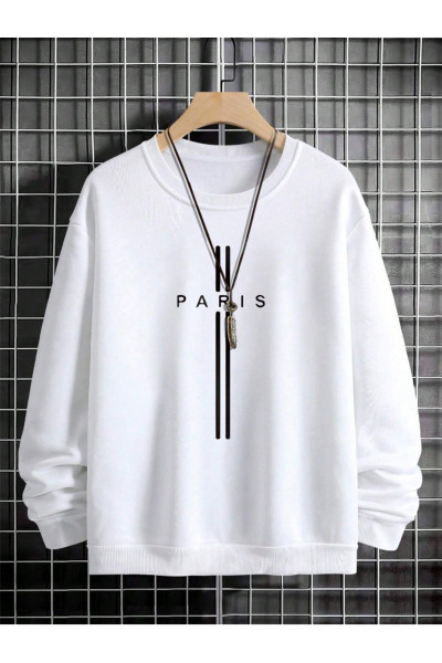 Unisex Kadın/Erkek PARİS Özel Renkli Oversize Bisiklet Yaka Pamuklu Sweatshirt Unisex Kadın/Erkek PARİS Özel Renkli Oversize Bisiklet Yaka Pamuklu Sweatshirt