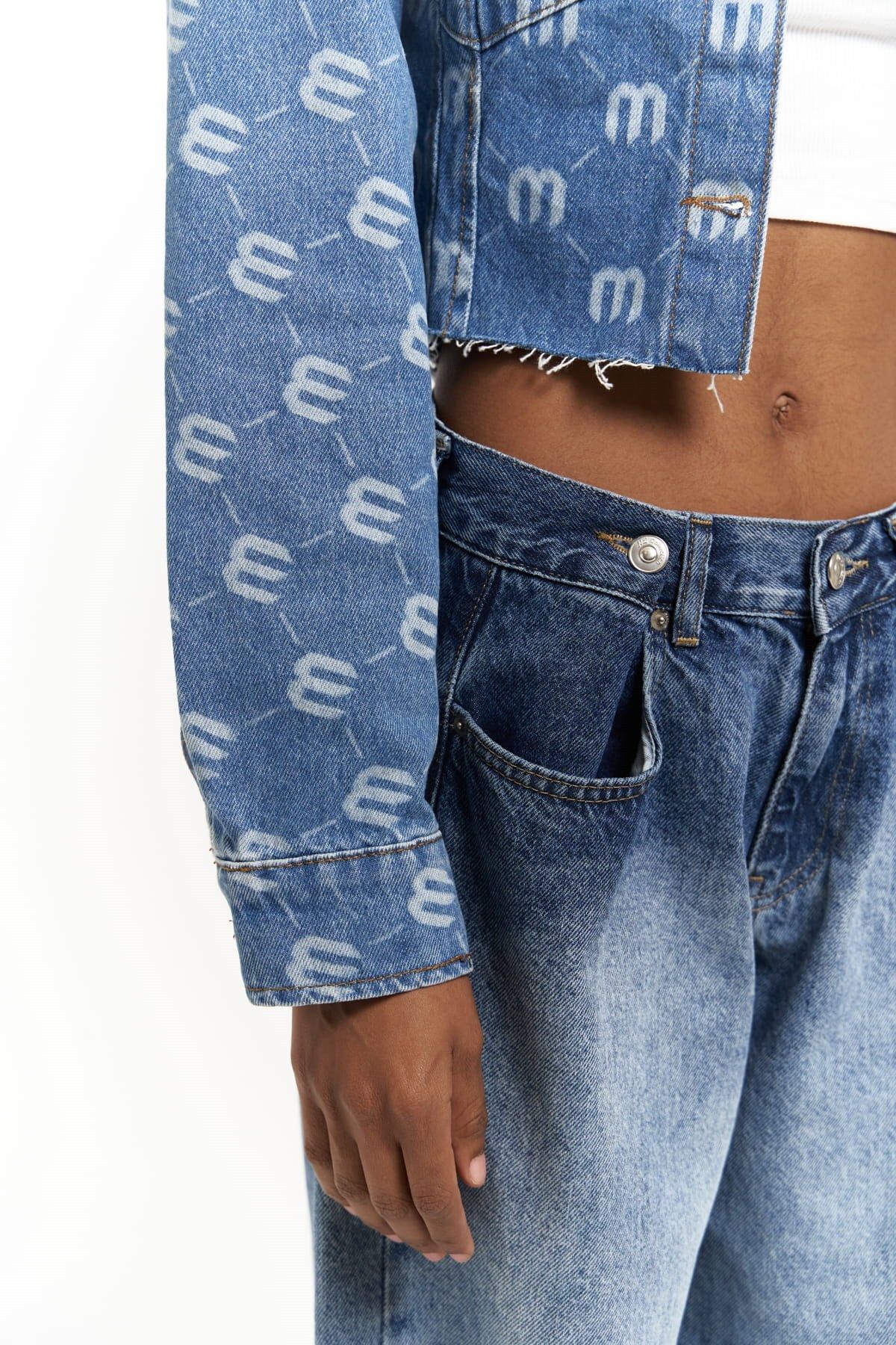 Mai Collection Darcey M Baskı Mavi Kısa Jean Ceket Mai Collection Darcey M Baskı Mavi Kısa Jean Ceket