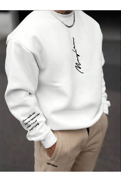 Unisex Kadın/Erkek NEVER Renkli Oversize Bisiklet Yaka Pamuklu Sweatshirt Unisex Kadın/Erkek NEVER Renkli Oversize Bisiklet Yaka Pamuklu Sweatshirt