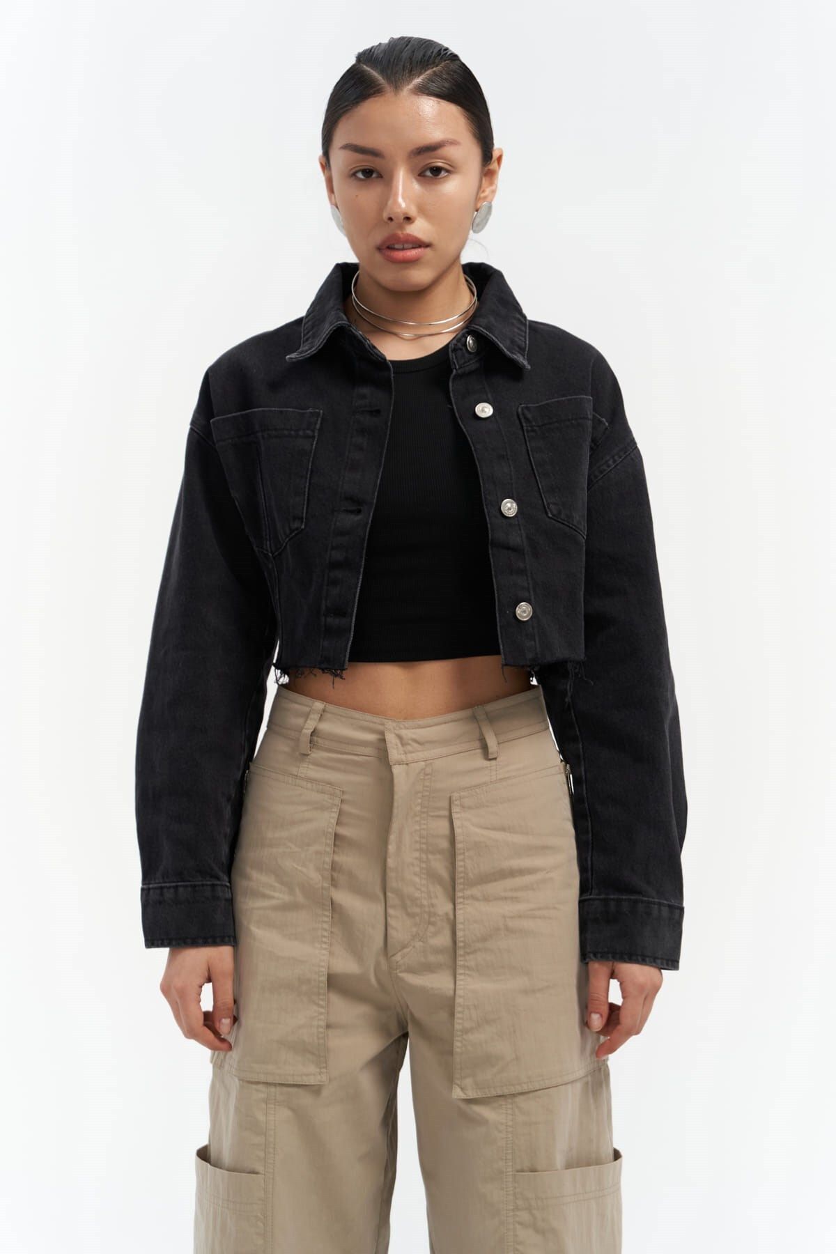 Mai Collection Darcey Siyah Kısa Jean Ceket Mai Collection Darcey Siyah Kısa Jean Ceket