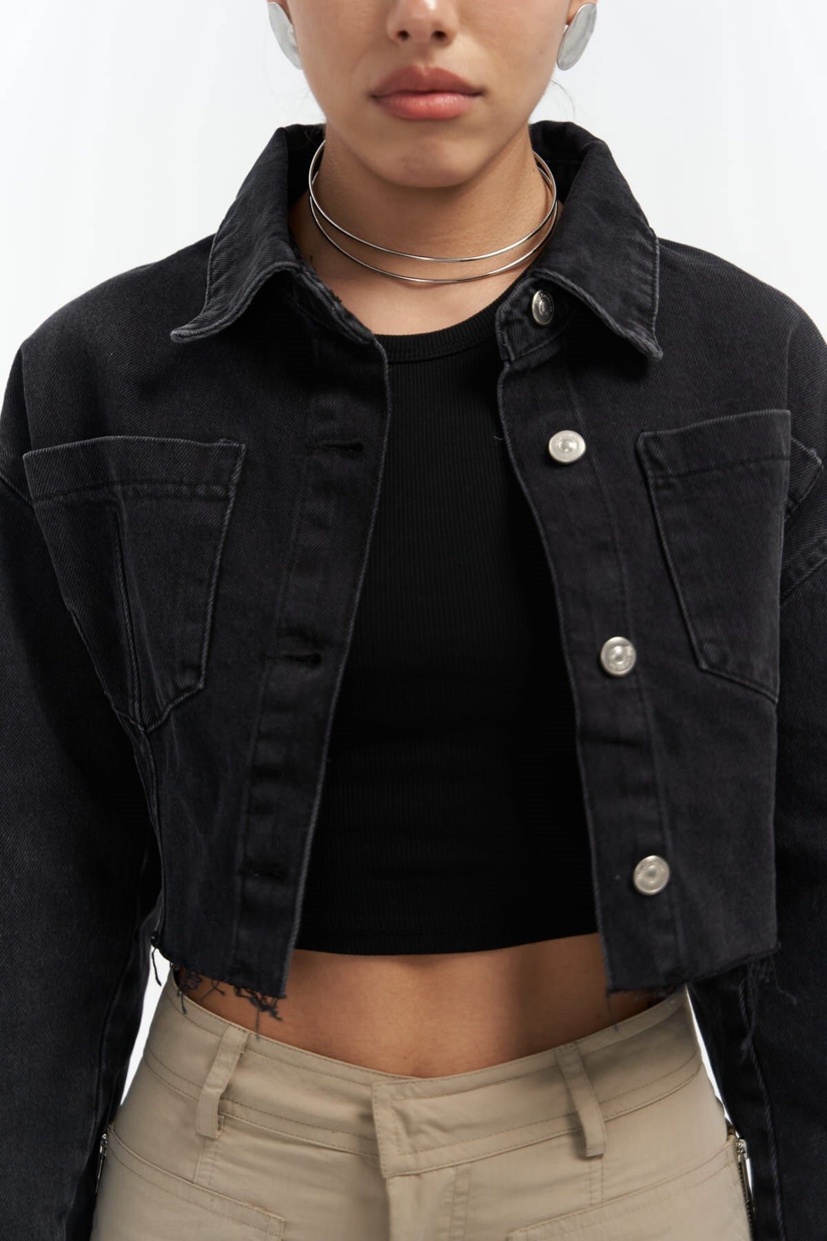 Mai Collection Darcey Siyah Kısa Jean Ceket Mai Collection Darcey Siyah Kısa Jean Ceket