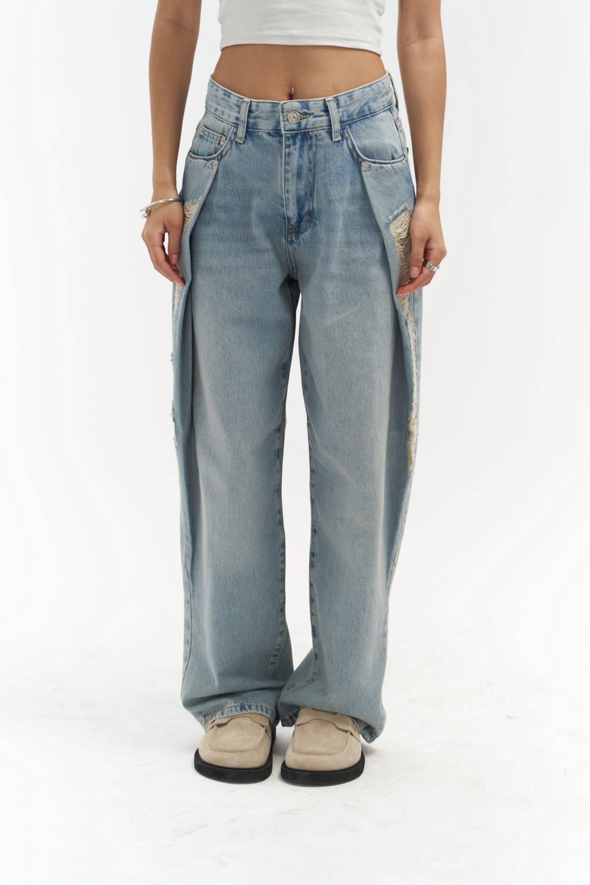 Mai Collection Mirca Pileli Mavi Jean Pantolon Mai Collection Mirca Pileli Mavi Jean Pantolon