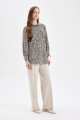 Relax Fit Leopar Desenli Uzun Kollu Gömlek Tunik D2608ax24au