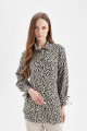 Relax Fit Leopar Desenli Uzun Kollu Gömlek Tunik D2608ax24au
